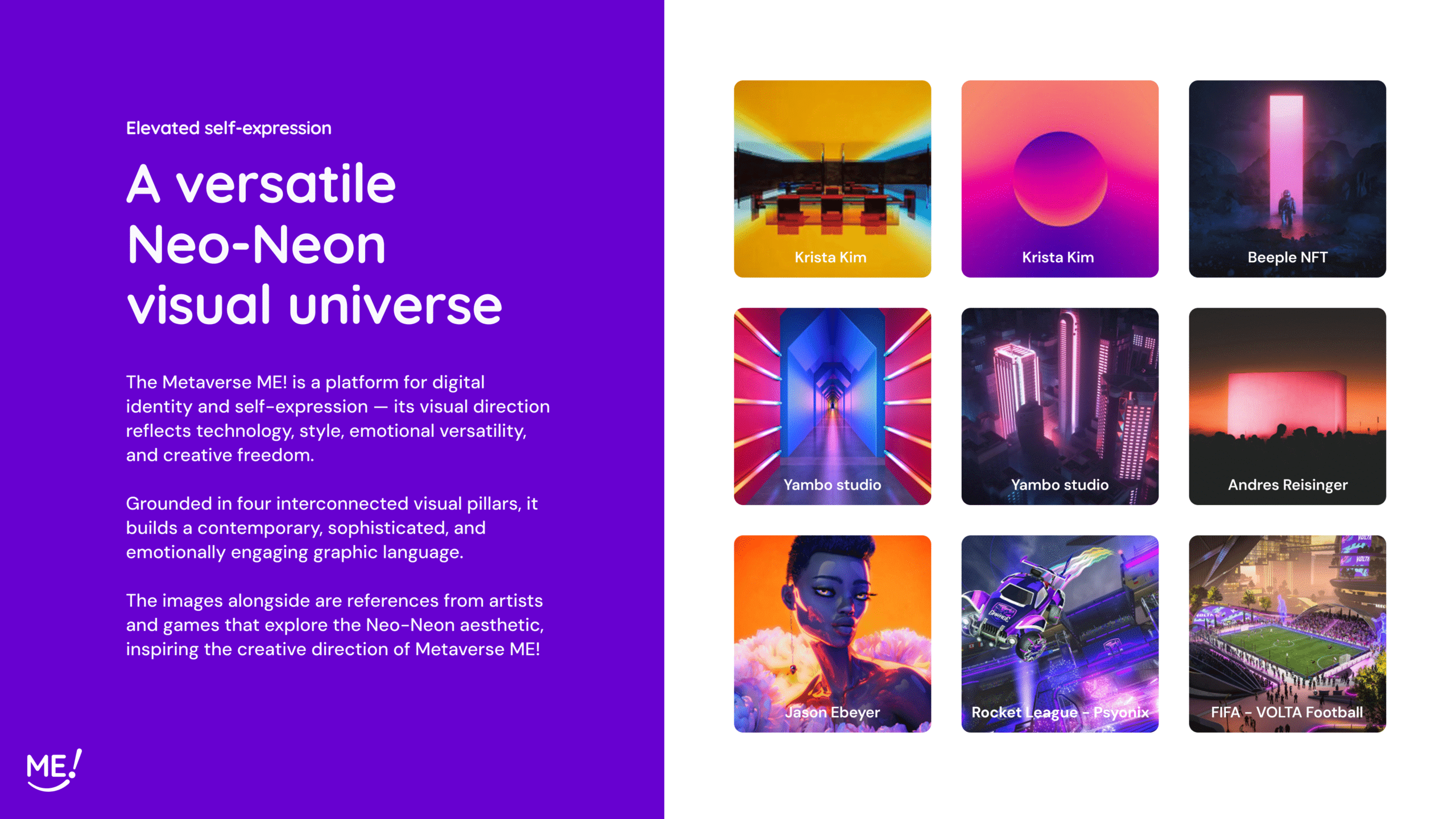MetaverseME Neo-Neon visual direction, artist and game references